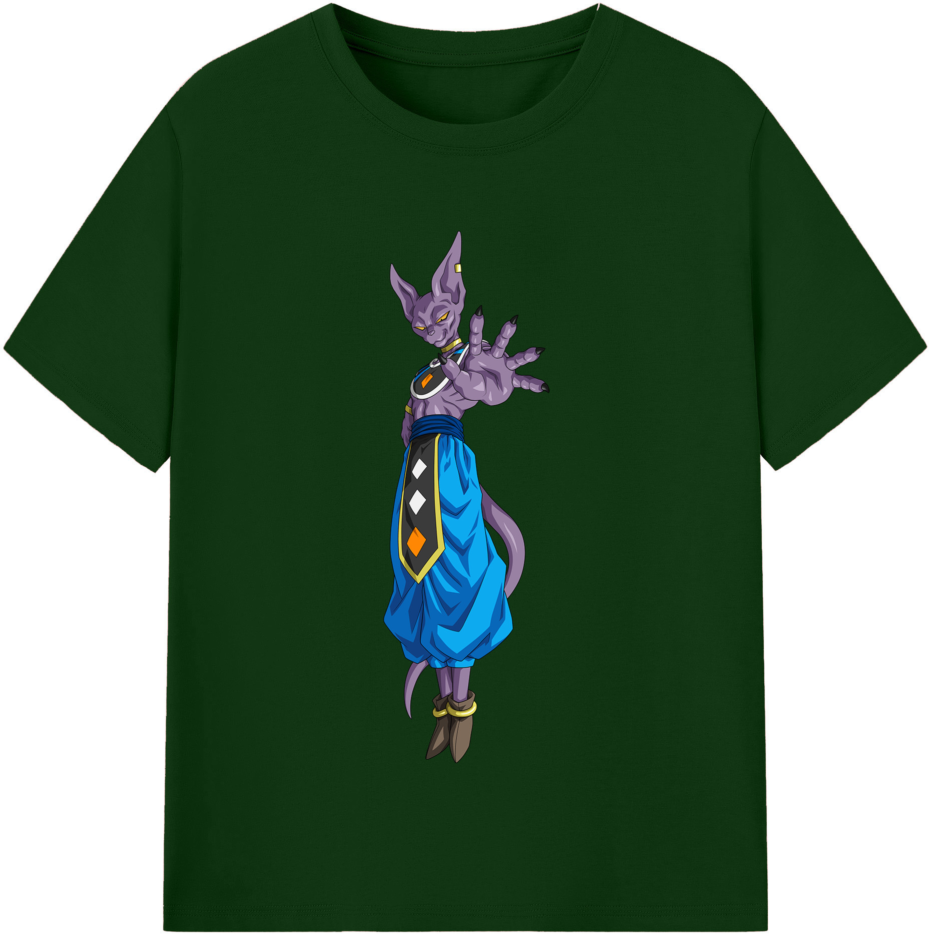 （画像用） ドラゴンボール ビルス 破壊神ビルス DRAGON BALL Beerus Birusu 綿100％半袖Tシャツ（フロントプリント）